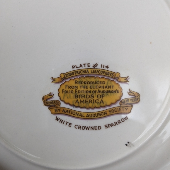 Vintage Alfred Meakin White Crowned Sparrow Plate - Picture 5 of 5